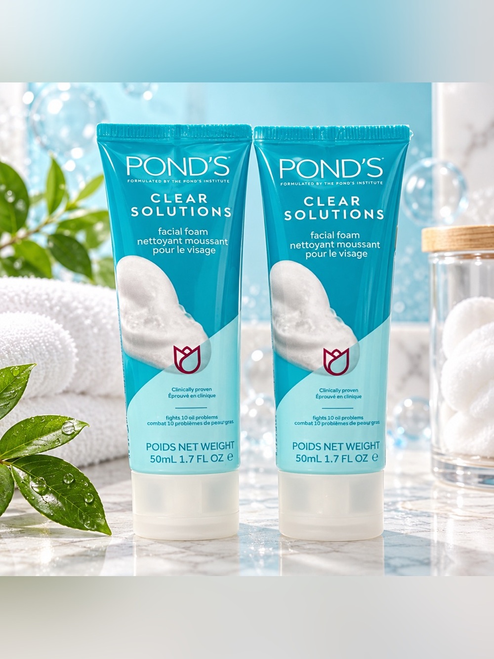 POND’S Clear Solutions Facial Foam 2-Pack 50mL New